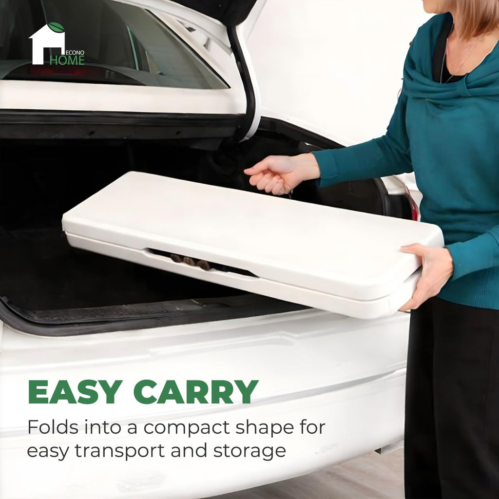 EconoHome Portable White Folding Bench – Heavy-Duty, Lightweight, and Easy to Carry – Perfect for Indoor & Outdoor Events, Camping, Picnics, and Parties