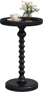 Yusong Round Side Table, Drink Table for Small Spaces, Mid-Century Accent End Table Nightstand Bedside Table for Living Room, Bedroom, Corners, and Office, Black