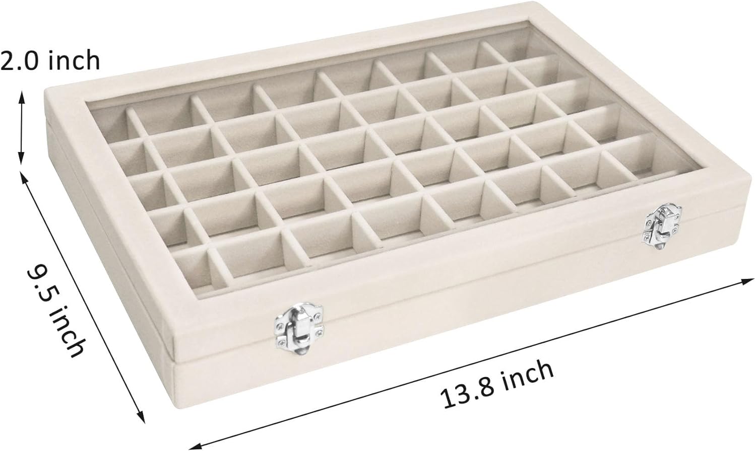 Vicoter Velvet Jewelry Tray 48 Compartments Jewelry Display Organizer with Transparent Cover Rings, Earrings, Necklaces, Pendants Storage Box for Girls, Wives, Mothers, Women