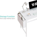 Lufeiya White Small Desk with Drawers - 40 Inch Computer Desk for Small Space Home Office, Modern Simple Study Writing Table PC Desks