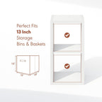 Furinno Cubicle Record Player Stand with Vinyl Storage, 2-Cube 1.2 Extra Thick Vinyl Record Storage, Open Back Media Shelf for CD DVD Blueray Game Disc, for Living Room, Home Office, White