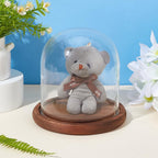 BENECREAT 5.5x5inch Eternal Transparent Flower Glass Cover, Cloche Dome Micro Landscape with Solid Wood Base for DIY Flower Craft, Wedding Decorations