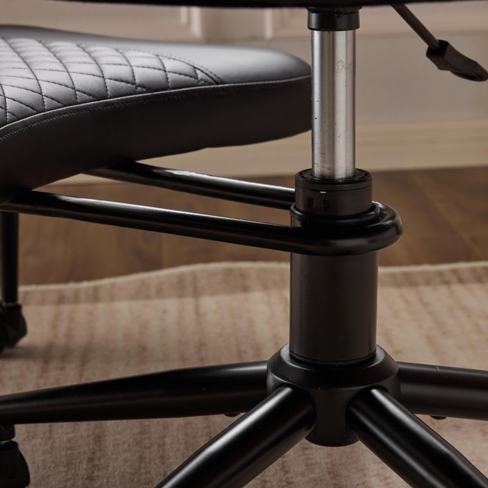 Meditation Chair Ergonomic Cross-Legged Seating Chair with Lumbar Support Height-Adjustable Cushion Beige - Comfortable Posture for Office Work Study and Meditation (Black PU-1)