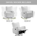 Oxford Baby Synergy Glider Recliner Rocking Chair 360° Swivel for Nursery and Living Room - Plush White