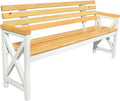 Outdoor Benches Weatherproof, Solid Wood Boards, Garden Benches, Suitable for Lawns, Terraces, Parks, and Residential Areas(White,100x40x85cm/39x16x33in)
