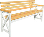 Outdoor Benches Weatherproof, Solid Wood Boards, Garden Benches, Suitable for Lawns, Terraces, Parks, and Residential Areas(White,100x40x85cm/39x16x33in)