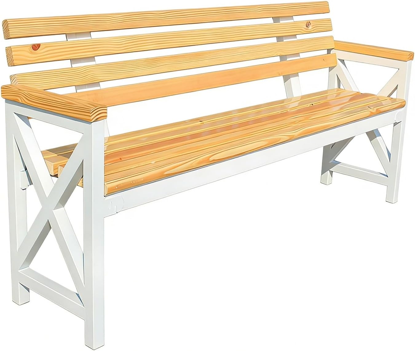 Outdoor Benches Weatherproof, Solid Wood Boards, Garden Benches, Suitable for Lawns, Terraces, Parks, and Residential Areas(White,100x40x85cm/39x16x33in)