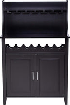 Kings Brand Furniture Wood Wine Rack Buffet & Storage Cabinet, Black, WR1345