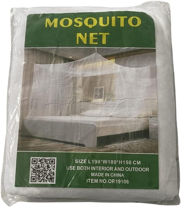 Premium Bed Mosquito Net – Full & Queen Size, Elegant White Rectangular Canopy, 360° Protection with Breathable Mesh and Easy Installation