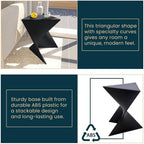 BOWERY HILL Contemporary Plastic Triangle End Table, Black Finish, 17 in H x 15.75 in W x 15.5 in D, Stackable Lightweight Design, Durable Versatile Stool or Side Table for Living Room or Bedroom