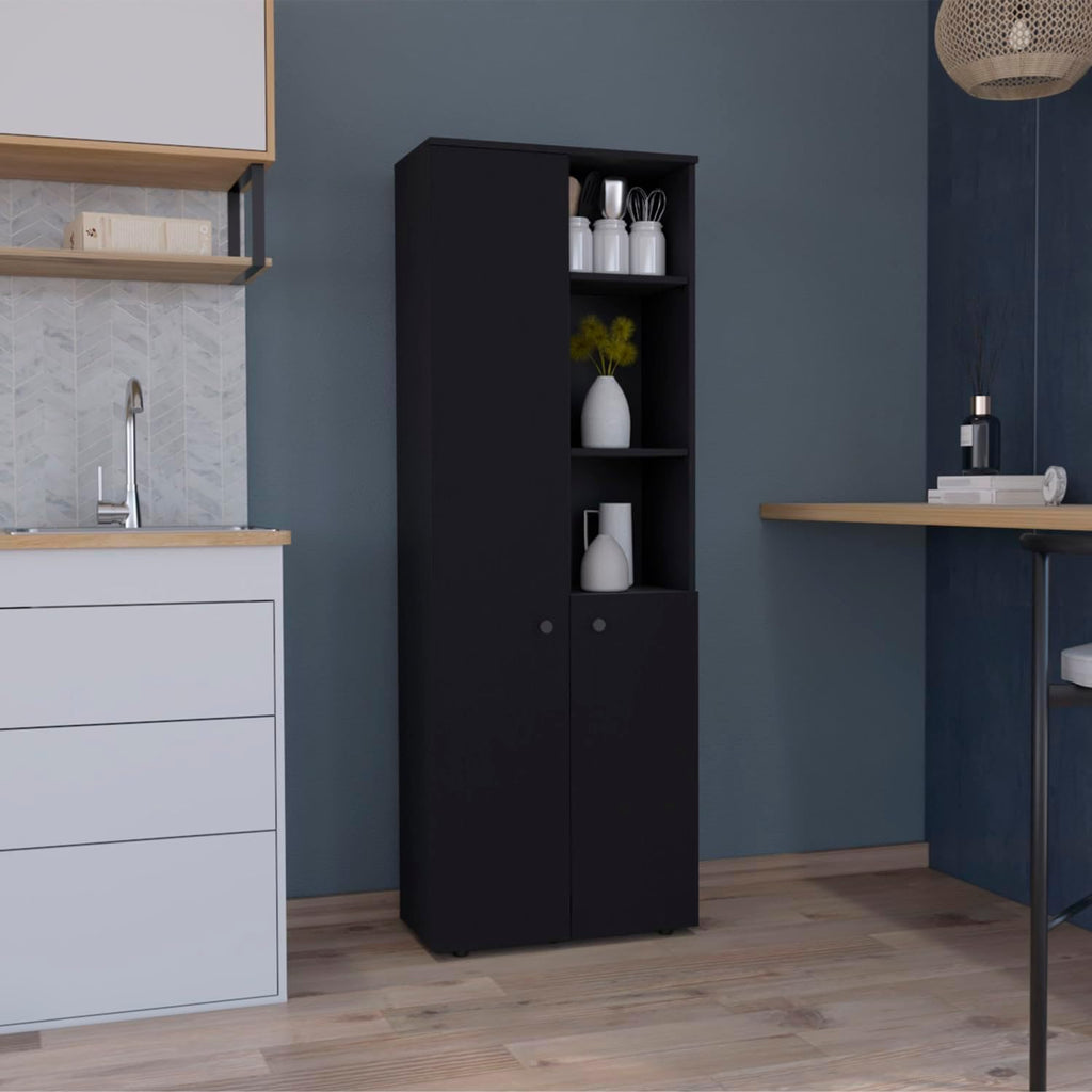 67-Inch Kitchen Pantry - Spacious Storage Cabinet with 3 Doors and 3 Exterior Shelves