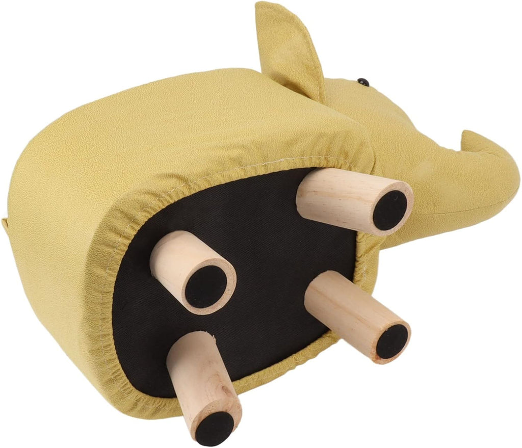 SUNGOOYUE Animal Footstools, Cute Elephant Stool with Soft Sponge and Anti Slip Patches, Sturdy Pine Wood Frame, for Nursery Bedroom Living Room Decor (Yellow)