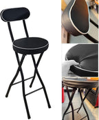 Modern White Folding Breakfast Kitchen Bar Stool with Backrest and Footrest Counter Height High Chair(Black+White,65cm/26inch)