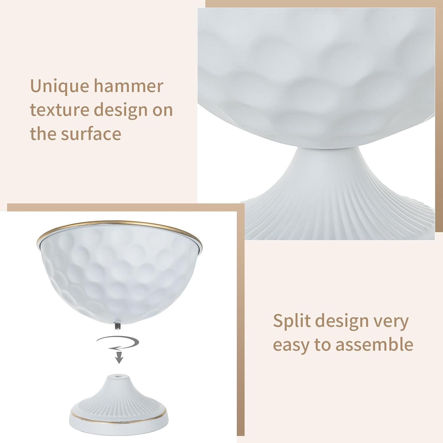 Sziqiqi Urn Vases for Wedding Centrepiece: 6.1in White Metal Urn Vases Set of 10 Bulk Compote Vase for Wedding Decorations - Flower Arrangements Table Vase Plant Bowl for Wedding Party Event
