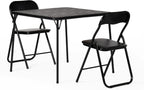 FurnitureR Steel Folding Chairs Foldable Chair with Padded Seats for Desks Home Office Waiting Room Guest Reception Party Poker Stackable Conference Chairs (Black PVC Ⅰ, 2-Pack)