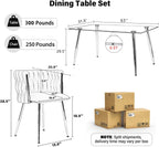 Baysitone 63" Modern Glass Dining Table with 4 Green Velvet Dining Chairs, Gold Metal Legs - Stylish 5-Piece Dining Set for Home