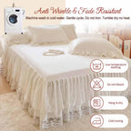 Queen Size Lace Ruffled Bed Skirt, 17 Inch Drop Easy Fit Bedskirt Bed Sheet for Hidden Box Spring & Under Bed Storage