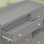 Kids Dresser Cabinet with 6 Drawers, Changing Table for Nursery with Shelf, Multi-Functional Chest of Drawers, Kids Bedroom Furniture, Nightstand for Children's Room, Grey