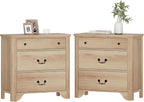 WAMPAT Farmhouse Nightstands Set of 2, Wood Nightstand with Large 6 Drawers, 31.5 Inch Bedside Table with Storage and Vintage Handles, Wide Sofa Side End Table Chest of Dresser for Bedroom, Oak