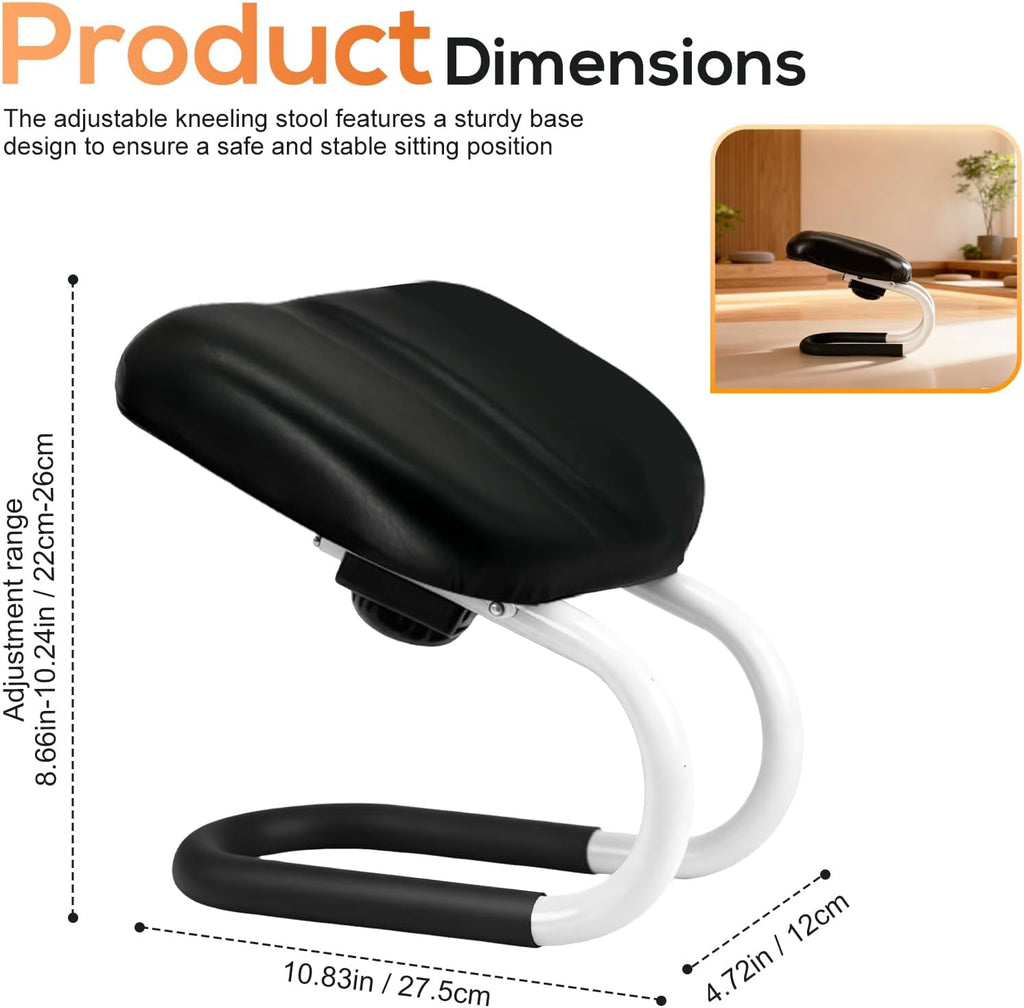Meditation Bench with Adjustable Height, Foldable Metal Kneeling Chair, Portable Seiza Stool with Non-Slip Cushion, Ideal for Yoga, Prayer, and Extended Sitting Comfort