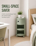 3 Tier Rounded Cabinet,Round Nightstand Detachable End Table with Storage Lightweight Side Table Storage for Living Room Bedroom Bathroom Kitchen