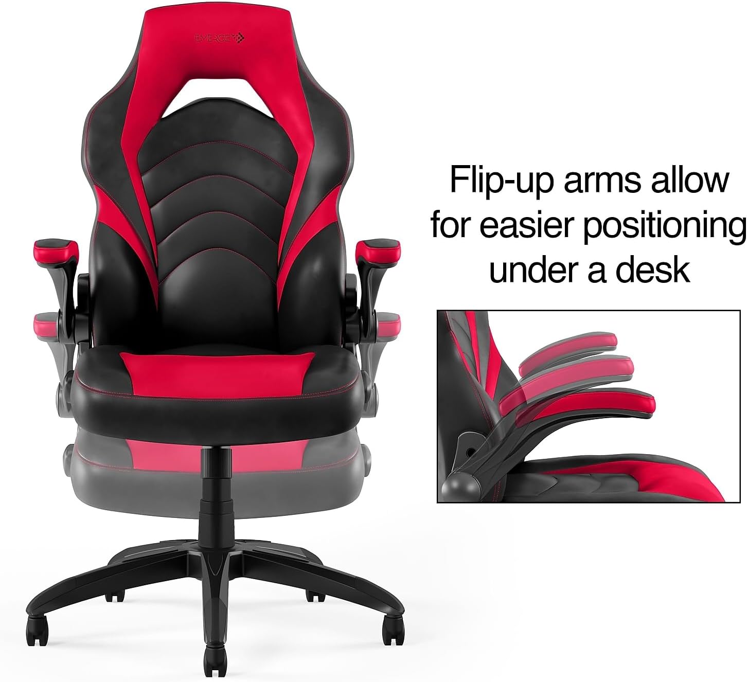 Emerge Vortex Gaming Chair, Ergonomic, Adjustable Height, Swivel, Black