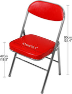 Folding Chair, Leather Padded Folding Sturdy Metal Foldable, Easy to Use and Store,(Black)