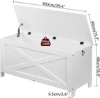 MAHANCRIS 39.4" Toy Chest, Sturdy Entryway Storage Chest with Safety Hinges, Retro Toy Box, Wooden Look Accent Furniture for Living Room, Bedroom, White SCWT48101Z1