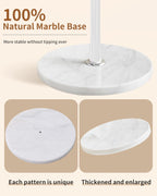 Metal Coat Rack with Natural Marble Base, Coat Rack Stand with 12 Hooks & Umbrella Holder, White Modern Freestanging Coat Racks, Coat Jacket Hanger Tree Stand for Corner Entryway Office