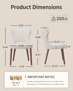 Wooden Dining Chairs Set of 4, Farmhouse Dining Room Chairs with Solid Wood Legs, Mid Century Fabric Kitchen Chairs, Upholstered Chair for Restaurant & Cafe- Beige