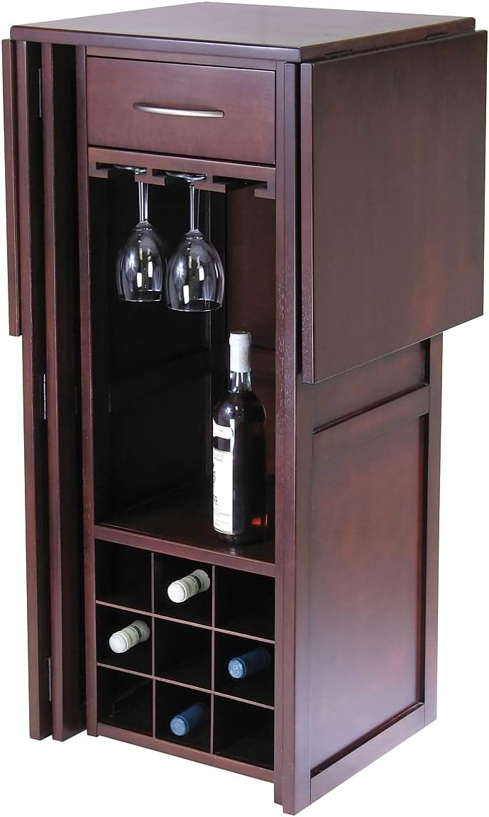 Winsome Newport 40.16 x 50 x 17.87-Inch Wood Expandable Counter Wine Bar, Antique Walnut (94350)