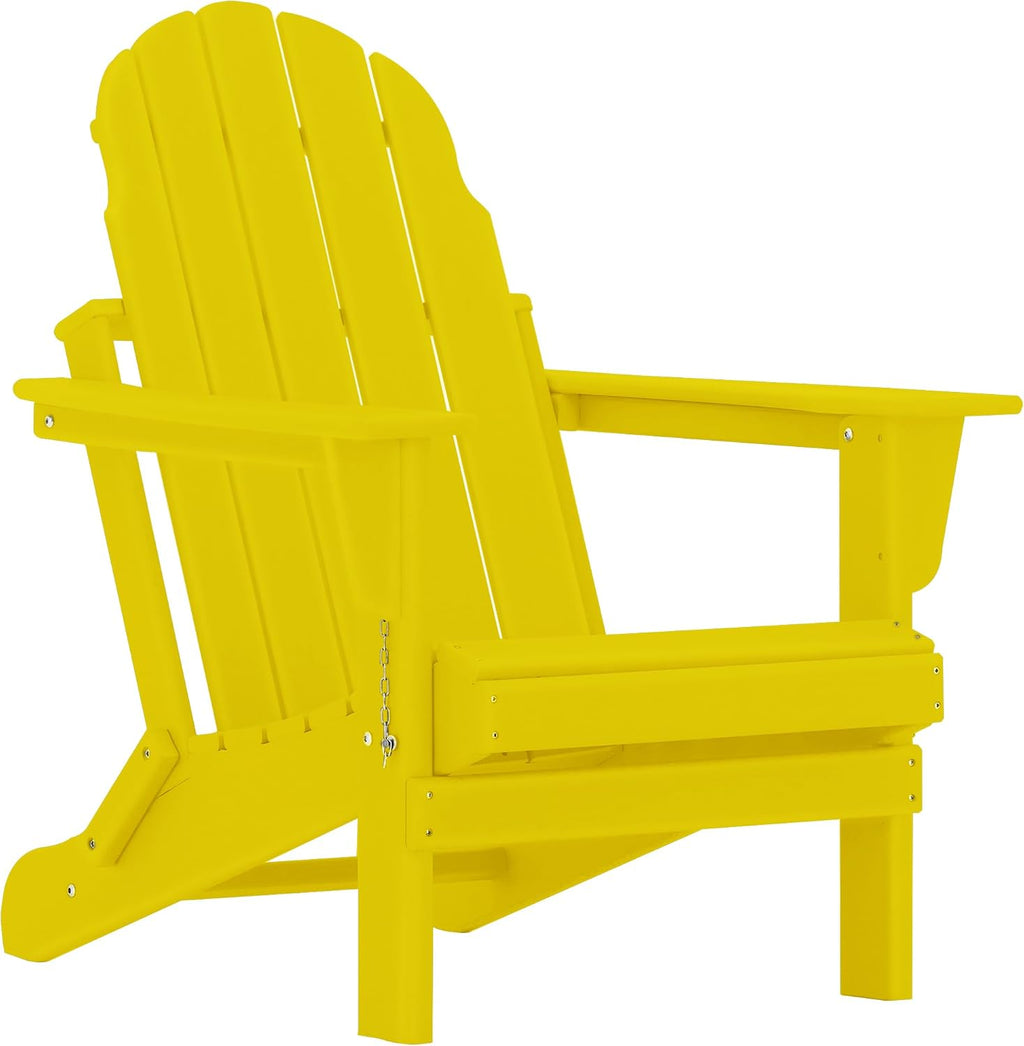 Adirondack Chairs, HDPE All-Weather Adirondack Chair, Fire Pit Chairs (Folding, Yellow)