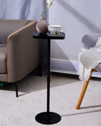 Drink Table, Small Pedestal Side Table, Cocktail Martini Tables Drink Stand, Modern Square Tiny Accent End Table with Metal Base for Small Spaces Living Room Bedroom Office Bar (Black)