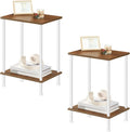 HOOBRO End Tables Set of 2, Small Side Table, Nightstand with 2-Layer Storage Shelves, Sofa Table for Small Spaces, Living Room, Bedroom, Stable Frame, Easy Assembly, Walnut and White WH09BZP201