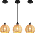 Woven Pendant Light Boho Chandelier, Rattan Pendant Lights Kitchen Island, Farmhouse Pendant Lighting with Hand Woven Wicker Shade, Boho Chandelier Light Fixtures Ceiling Hanging Light