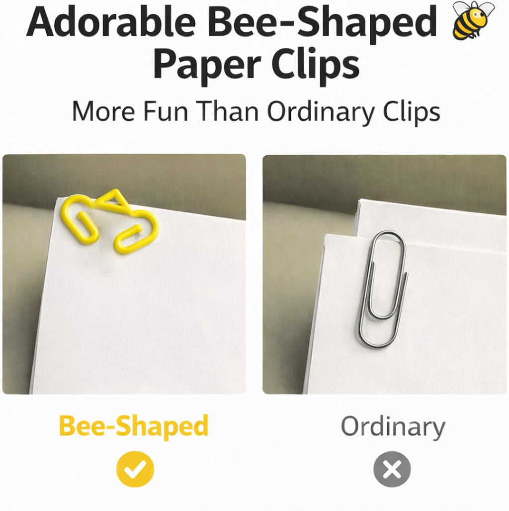 Cute Bee Paper Clips with Honey Jar Holder（50PCS）, Aesthetic Desk Decor, Paper Clip Holder Organizer, Novelty Office Supplies for Women, School Desk Accessories, Gift Idea