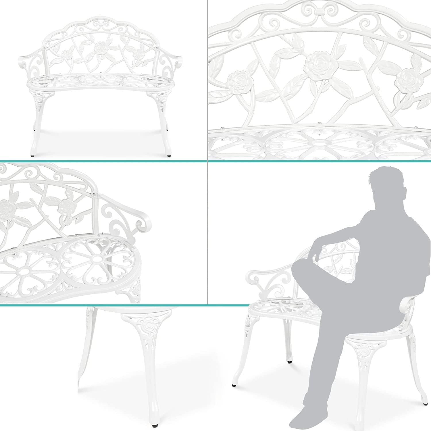 Patio Benches for Outdoors Outdoor Bench Lounge Bronze Cast Aluminum Furniture Decorative for Garden Patio Balcony Backyard Garden Benches for Outdoors