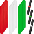 Charniol 12 Pieces Wrapping Paper Roll Holder Holiday Flip Wrap Silicone Covered Metal Strips 1'' x 9'' Stabilizer Slap Band for Christmas Poster Gift Paper Vinyl Storage Organize, White Red Green