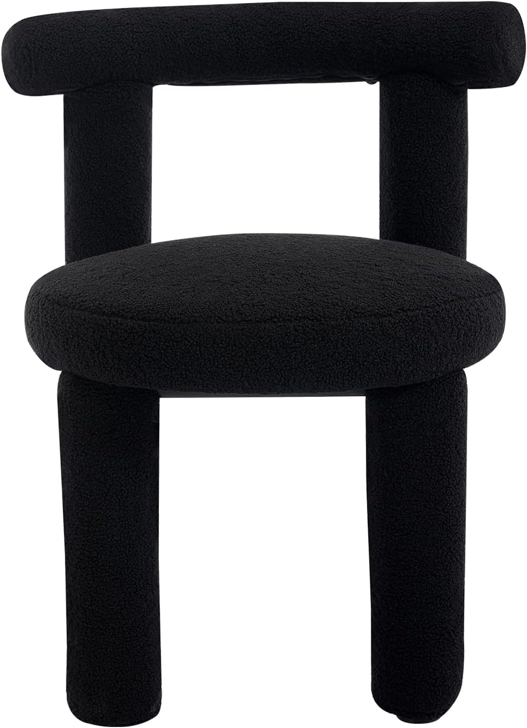 Black Sherpa Dining Chairs Set of 4, Armless Upholstered Boucle Kitchen Chairs with Backs Comfy Accent Side Chair for Living Room, Dining Room, Reception