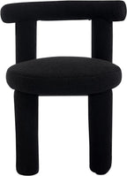 Black Sherpa Dining Chairs Set of 2, Armless Upholstered Boucle Kitchen Chairs with Backs Comfy Accent Side Chair for Living Room, Dining Room, Reception