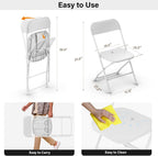 VINGLI White Plastic Folding Chairs, Set of 1, Heavy-Duty Commercial Seats with Steel Frame, 350 lb Capacity, for Indoor & Outdoor Events, Office, Wedding, Party & Dining (1, White, S)