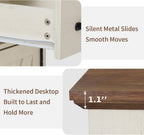 HOMMPA 23.6'' Farmhouse Narrow End Table w/Charging Station Rustic White