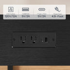 HOOBRO 55.1" Narrow Console Table with Power Outlets, 5.9" Behind Couch Table with Charging Station, Long Sofa Table, Skinny Entryway Table for Living Room, Hallway, Foyer, Black BB145UXG01