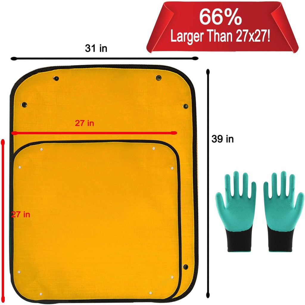 39"x31" Orange Thickened Repotting Mat for Plant Transplanting, Waterproof Tray for Potting Soil Mess Control, Portable Gardening Mat with Protective Gloves, Best Gift for Gardeners