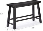 Benzara Amber Counter Height Bench, Backless Seat, Charcoal Black Acacia Wood