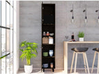 Mid-Century Kitchen Pantry, Storage Cabinet Two Open Storage Shelves, Three Internal Shelves,for Kitchen Home