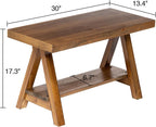 Wnutrees Farmhouse Wood Bench, Rustic Indoor Storage Bench for Entryway, Living Room, End of Bed, Original Solid Wood Construction