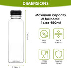 Moretoes 200pcs 16oz Plastic Juice Bottles with Caps, Clear Empty Reusable Water Bottles, Disposable Beverage Containers Bulk for Juicing Smoothies Turmeric Juice Milk and Other Beverages