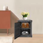 Side Table, Industrial Style Container Cabinet with Metal Combination Lock and 4 Metal Feet, Iron Bedside Table for Bedroom, Living Room, Black