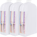 43" Premium Cotton Garment Bag for Hanging Clothes, Breathable Suit Bags for Closet Storage with Extre Large 10" Gusseted & Clear Window, Dust Cover with Zipper for Suits, Jacket, 3 Pack